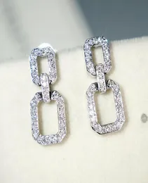 Victoria Super Star Long Dangle Earring Luxe sieraden 925 sterling zilver Volledige Pave Witte Saffier Diamant Geometrie Dames Drop Ea7409517