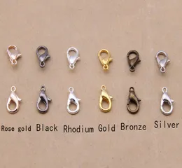 300pcs 18mmジュエリー調査結果Necklace Chain7036591用のブロンゼゴールドローズGoldblackRhodiumsilver Lobster Claspフック