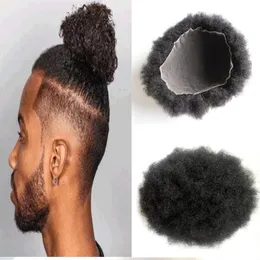 Afro Curly Full Lace Men Toupee 6mm Curly Swiss Mens Toupee para hombres negros Sistema de reemplazo 8x10 pulgadas 100 Cabello humano Hombres Hair2593194