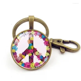 Nyckelringar WG 12 Style Fashion Peace Sign Time Gemstone Keychain Creative Gift Metal Hummer Buckle Pendant Accessories