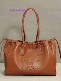 Borse a tracolla da donna di Celins per donna Borsa tote grande con coulisse in morbida pelle 2024 Nuova borsa casual francese genuina con logo reale