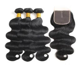 10A visone onda del corpo capelli vergini 3 pacchi con chiusura 100 fasci di capelli umani vergini brasiliani non trattati estensioni brasiliane an3859294