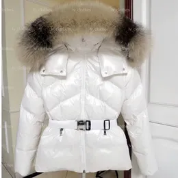 コートデザイナーの女性のダウンジャケット、フード付きフォックスファーコート、ブランド衣類、取り外し可能なキツネのトリムコート、温かいパーカの厚さの断熱材、防風、防水性