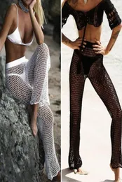 Вязаные полые пляжные брюки для рыбалки с сеткой, женские пляжные длинные брюки с солнцезащитным кремом, сексуальный купальник-бикини8025390