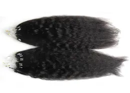 200g grosso yaki laço micro anel de cabelo 1gs 100gpack 100 cabelo humano kinky em linha reta micro grânulo links remy extensões de cabelo 180393450051