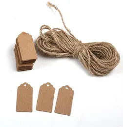 1000pcs Brown Kraft Paper Tagi koronkowy Scallop Head Etykieta Bagaż Weddna Note String