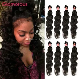 Wefts Glamorous Hair Best Quality 100% Virgin Peruvian Mongolian Malaysian Brazilian Human Hair 834Inch Natural Wave 4 Bundles Human Ha