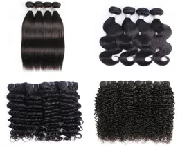 4 Bunt Brasilian Virgin Human Hair Bundles Body Wave Weaving Natural Black Afro Kinky Silky Straight Loose Deep Curly4389913