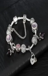 Vente en gros - Bracelet à breloques en argent 925 P Bracelets pour femmes Bracelet couronne royale perles de cristal violet bijoux à bricoler soi-même avec logo personnalisé 3056005