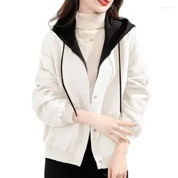 Giacche da donna 2024 Cappotto primaverile autunnale Top Capispalla coreana con ricamo per industria pesante con cappuccio