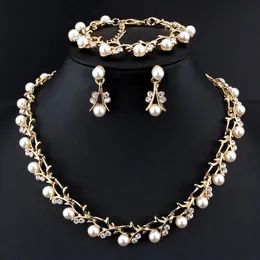 CANPEL модное свадебное ожерелье с искусственным жемчугом, комплект серег, свадебный комплект для женщин, элегантные комплекты украшений со стразами, подарок на вечеринку 240102