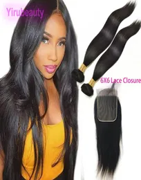 Indian Raw Virgin Human Hair 9a Naturalny kolor jedwabiście proste włosy z 6x6 koronkowym zamknięciem środkowym trzy części 1028 cali 5410234