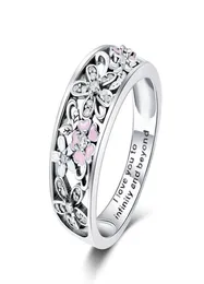 Mode Sterling Silber 925 Sakura Kirschblüte Rosa Blume Ring Frauen Schmuck Größe 69 Für Mädchen Weihnachten Geschenke2770539
