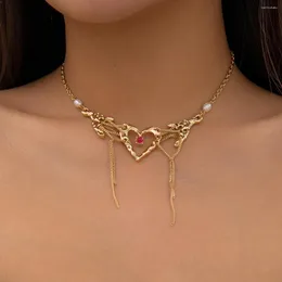 Collane con ciondolo PuRui Goth Collana a cuore per le donne Nappa Fascino geometrico Girocollo Catena Collare per gioielli Ragazze Regali Y2K Strada