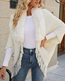 Mulheres malhas mulheres elegante xale cor sólida senhoras ponchos slim fit crochê capa suéter o-pescoço cardigan casual costela de malha diária top 2024