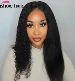 iShow Human Hair Wigs Wet and Wavy Spets Front Wig Preplucked Human Hair Lace Frontal Wig Middle Part Brasiliansk vattenvåg spetsar Wig3445775