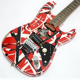 Gestreifte Serie Frankie Red mit schwarzen Streifen Relic Franken Gitarre