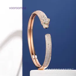 Car tires's New Brand Classic Designer Bracelet Leopard Full Diamond Rose Gold Open for Womens Simple and Versatile Style Handwear with With Original Box