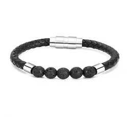 Bangle äkta läderkremeringsarmband Lava Rock Urn för Ashes Womenmen Memorial Keepsake Jewelry2227703