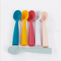 3Pcs Food Grade Silicone Baby Spoon Long Handle Soft Spoon Bebe Feeding Tableware Chidren Supplies 240102