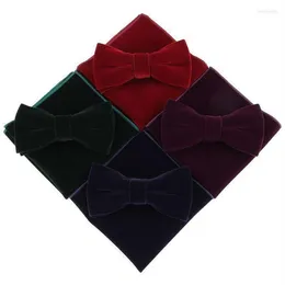 Bow Ties Sitonjwly Mens Velvet Bowtie Clankerchief مجموعة للرجال مأدبة أعمال Necktie Butterfly Pocket Square Square Logob299V