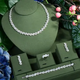 4 pezzi romantico lucido cubic zirconia nigeriano di lusso simulato perla da sposa set di gioielli per feste per le spose N-134 240102