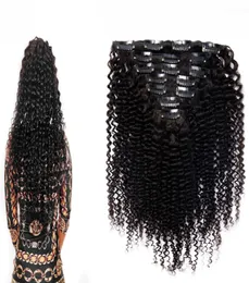 Kinky Curly Clip In Human Hair Extensions 100 Натуральные заколки для волос 100 г зажим для натуральных вьющихся бразильских волос 8422023