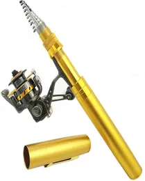 18m 21m penna a forma di canna da spinning telescopica tasca canna da pesca rock set mulinello portatile mini canna da pesca con guscio in metallo 201025077593