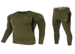 2021 Men Tactical Underwear Outdoor Sportswear Elastic Quick Drying Casual Sport Running Set Long Sleeve Top Pants Suit3886245