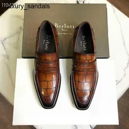 Berluti sapatos masculinos de couro formais novos bruti negócios casuais elegantes e bonitos oxford um passo preguiçoso rj 3mp9