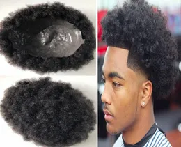 toupet afro à peau fine les plus vendues cheveux noirs brésiliens cheveux humains non transformés afro kinky curl pu toupet pour hommes noirs 3573399