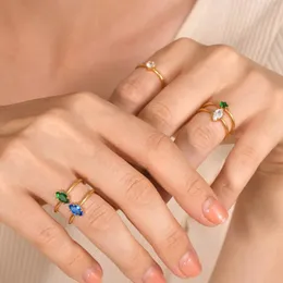 Anéis de cluster moda coreana simples zircônia de aço inoxidável para mulheres acessórios de jóias casuais anillos de acero inoxidável para mujer