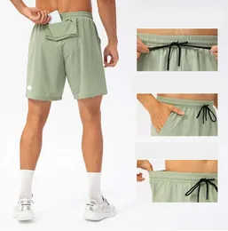 ll Männer Yoga Sport Kurze Schnell Trocknende Shorts Mit Gesäßtasche Handy Casual Laufen Gym Jogger Hose Workout Hosen E21412