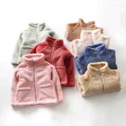 Jackets Children Coral Fleece Jacket 가을 겨울 패션 스탠드 콜라 아이 스 플라이 싱 후드 따뜻한 지퍼 코트
