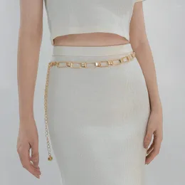 Belts Waist Chain Women Fashion Geometric Metal Cutout One-layer Gold Embellished Dress Accessories Vestidos Elegantes Para Mujeres