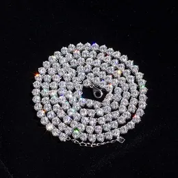 Collana di lusso in moissanite colore taglio rotondo da 5 mm Collana con diamanti ghiacciati placcata in oro 10k 14k 18k Tennis Chian
