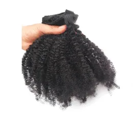 Afro Kinky Curly Clip in Human Hair Extension Mongolian Virgin Hair 4B 4C 120G8PCS 1B Color Natural Black Factory Direct Wholesal6438341