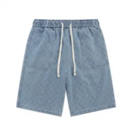 Mäns denimshorts, designer strandbyxor, brev tryckt lösa casual shorts