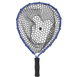 Fishing Net Soft Silicone Fish Landing Net Aluminium Alloy Pole EVA Handle with Elastic Strap and Carabiner Fishing Nets Tools 240102