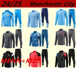 24/25man Tracksuit City Haaland Half Zip Training Suit Men Kids 24/25 Långärmad sportkläder Fotboll pojkar flickor överlevnad fot chandal