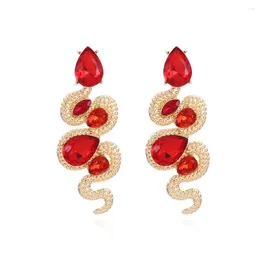 Dangle Earrings XUYE Personalized Retro-alloy Glass Snake Exaggerated Long Colored Rhinestone Animal Woman Fashion Jewelry