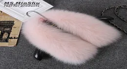 Real Fox Fur Collar Women 100 Natural Fox Päls SCARF Winter Neck Warmer Jacket Fur Collar Kort halsdukar för män och kvinnor8373221
