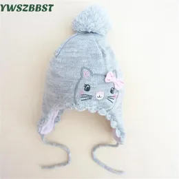 Berretti Cappello da bambino carino per bambina Cappello all'uncinetto per bambini con cuffia per le orecchie Cappelli per bambina Cappelli invernali per bambini con pompon Cappelli in maglia da 7 mesi a 3 anni