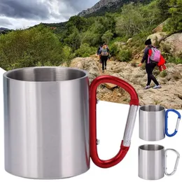 Tazze da 220 ml Pratico moschettone con manico a gancio Tazza da arrampicata 3 colori Tazza da campeggio Doppia parete isolata per caffè