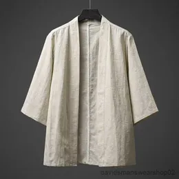 Men's Casual Shirts Chinese Style Hanfu Ethnic Style Plus Size Ancient Style Robe Kimono Cardigan Shirt Men's Casual Cape Jacket