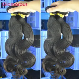 Trame Glamour 100% capelli umani vergini capelli brasiliani onda del corpo 6 pacchi colore naturale nessun groviglio nessun capannone capelli malesi indiani peruviani