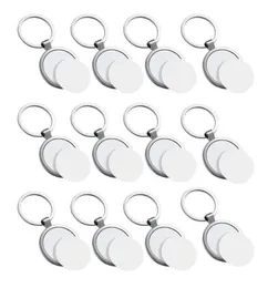 Keychains sublimering Blank Keychain Round Heat Transfer Metal Board Key Rings Thick Po KeychainKeychains2683459