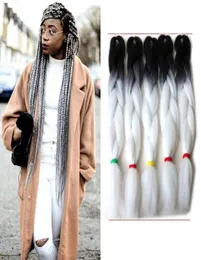 Xpression تمويل الشعر ملحقات الشعر Jumbo Hair 24 بوصة 100GPC أسود أبيض 1B60 نغمة OMBRE BRAIDING BOX HAIR