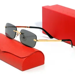Mode randlose Sonnenbrille Designer Frauen trendige kleine rechteckige Sonnenbrille Sommer Reisestil UV400 Gold Brauntöne für mich