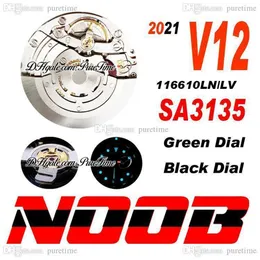 2021 N V12 SA3135 Автоматические мужские часы 40 мм Черный керамический безель Зеленый циферблат Браслет из стали 904L Ultimate Version Super Edition Co258m
